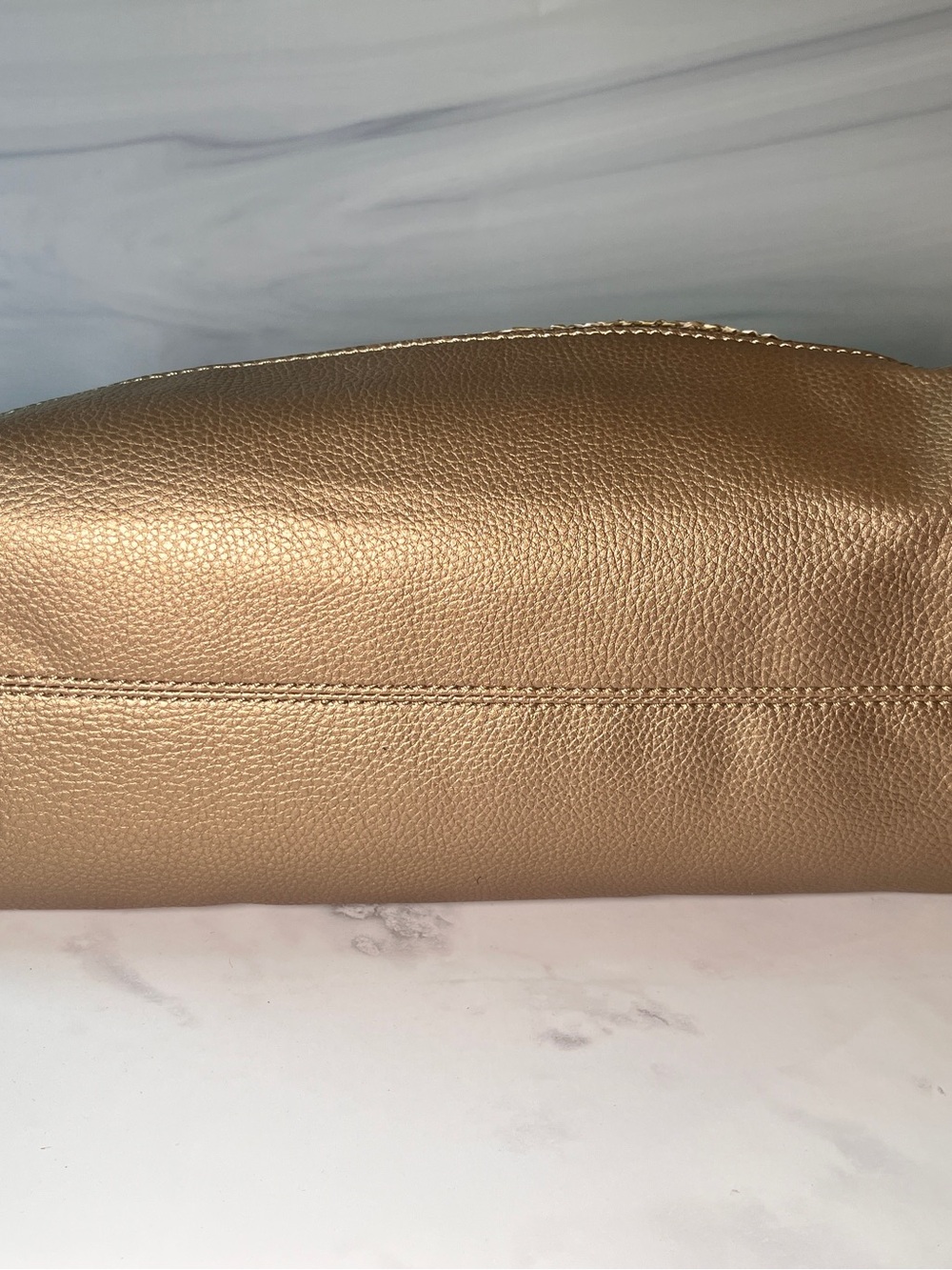 Dana Buchman Gold Woven Satchel Handbag Metallic Top Handle Purse - Picture 11 of 11